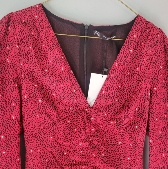 Zara- Red Plunge Dress ❤️ - Picture 3 of 5